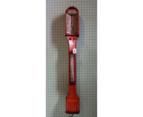 An early 20th century oak stick barometer by C Baker, 244 High Holborn, London.