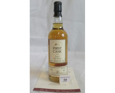 A bottle of 1982 First Cask Imperial Speyside Single Malt Scotch Whisky.