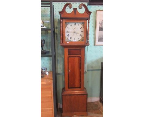 A 19th century oak longcase clock, Hanscomb of Ampthill, having painted dial and a thirty hour movement.