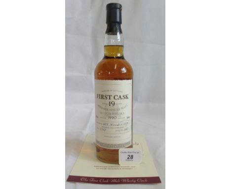 A bottle of 1990 First Cask Linkwood Speyside Single Malt Scotch Whisky.