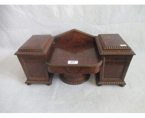 A Victorian mahogany tea caddy in the form of a twin pedestal break-front sideboard. Condition Report: Overall condition good