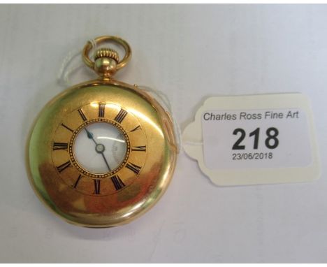 A half-hunting cased minute repeating watch, outer enamel chapter ring, white enamel dial, subsidiary seconds at 6 o'clock, d