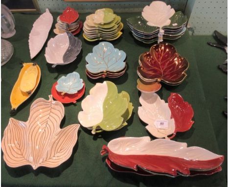 An extensive collection of Carltonware leaf pattern dishes, various colours, shapes and designs.