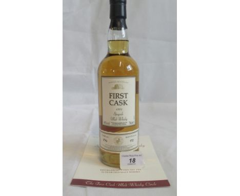 A bottle of 1984 First Cask Macduff Speyside Single Malt Scotch Whisky.