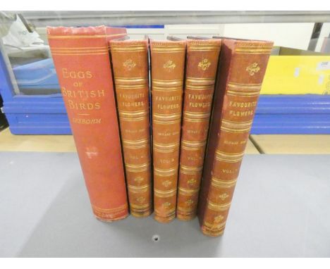 STEP EDWARD.&nbsp;&nbsp;Favourite Flowers of Garden &amp; Greenhouse. 4 vols. Many good col. plates. Large 8vo. Half maroon m