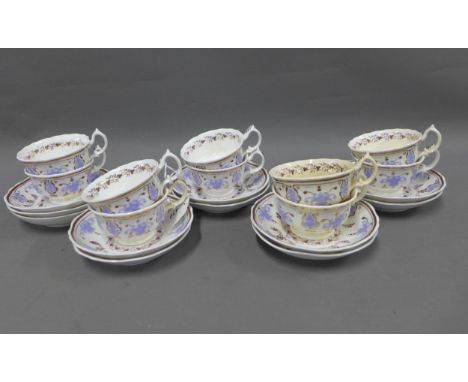 19th century English teaset, ten cups, eleven saucers (21) 