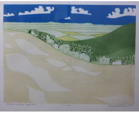 John Brunston (BRITISH 1933 - 2014), 'Cotswold View From Cleeve Hill' coloured etching, AP 4/10, entitled, signed in pencil a
