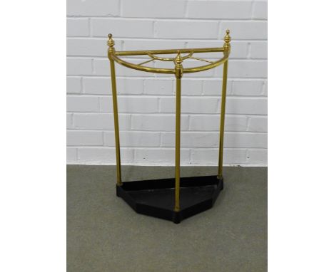 Brass demi lune stick stand, 41 x 63 x 20cm 