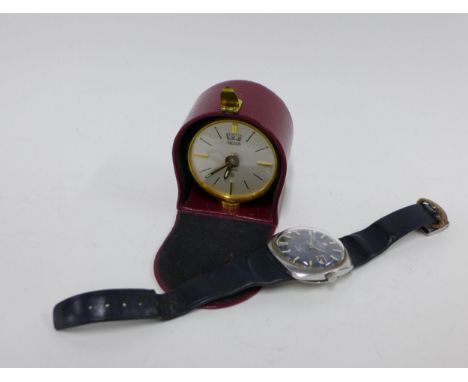 Gents Tissot Seven Automatic wrist watch, stainless steel case, sapphire blue dial and date aperture on a leather strap toget