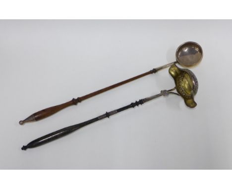 William IV Scottish silver toddy ladle, Robert Gray &amp; Sons, Glasgow 1835,  with fruitwood handle and silver terminal, 47c