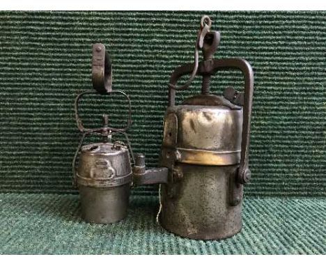 An antique Wolf safety lamp and one other 