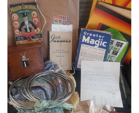 The Cyril Bayliffe collection of magic trick props, personal notebooks and and reference books, to include; two handwritten n