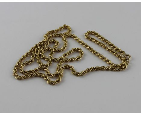 An 18ct. gold rope chain, impressed "750", length 80cm. (49.5g)