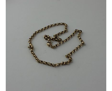 A 9ct. gold belcher link chain, with lobster claw clasp, impressed import assay marks for London, length 49.5cm. (9.3g)&nbsp;
