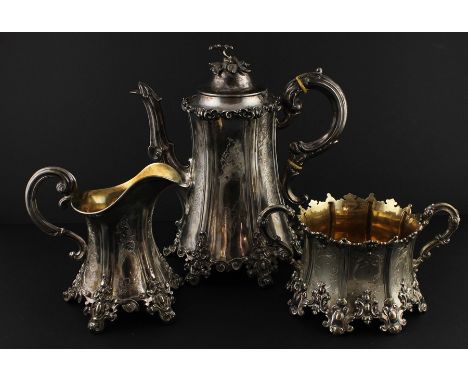 A substantial Swedish matched three piece silver coffee service,&nbsp;in the Rococo taste, comprising coffee pot, twin handle