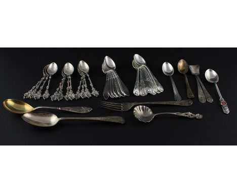 A set of twelve Swedish silver coffee spoons,&nbsp;impressed Swedish import marks for .830 fineness silver, having floral ste