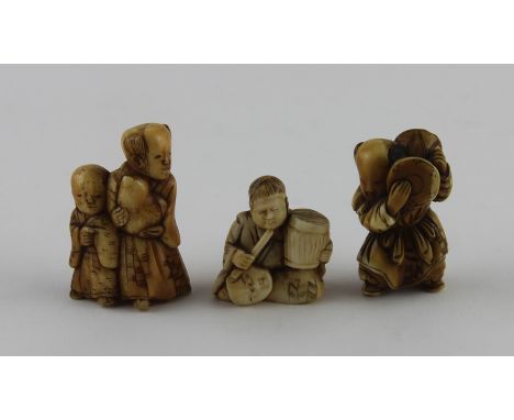 A collection of three 19th century Meiji period netsuke
