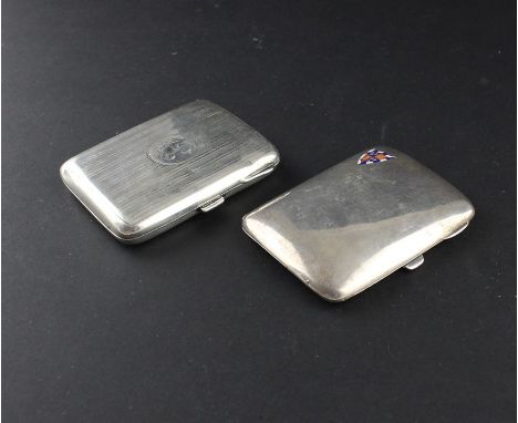 Two silver cigarette cases, both of traditional gently curved rectangular form, the first&nbsp; by John Milward Banks, assaye