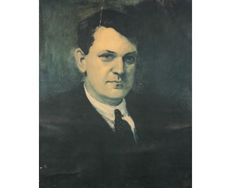 After Leo Whelan RHA (1892-1956) Portrait of Michael Collins and a framed plaque of Collins.A colour lithographic print of th