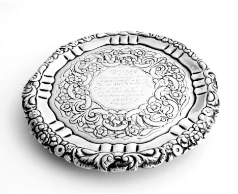 1832 Cholera in Co Galway, Irish silver salver presented by troops of 64th (2nd Staffordshire) Regiment, in thanks to clergym