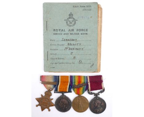 1914-1918 group of four to Sergeant George McDermott and 1939-1945 RAF Service and Release Book to Sergeant James McDermott.1