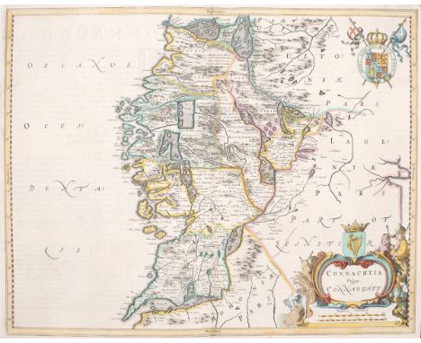 1659 Map of Connaught by Joan Blaeu.A hand-coloured, engraved map of 'Connachtia Vulgo Connaughty', in the first state, as pu