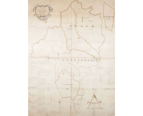1702 Donegal, manuscript map of Larginreagh, Crucknamurlug, Derrycassans, Ardbane and Doagh, in Rossgull, by David McCool.A s