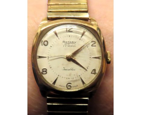9ct '375' gold Art Deco style Rotary 17 Jewels Incabloc wristwatch
used not tested for working