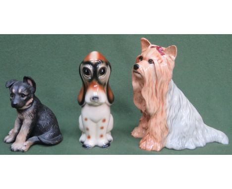 Beswick glazed ceramic terrier, Lenox unglazed German Shepard puppy, plus Dutch ceramic dog
Terrier has a very minor fleabite