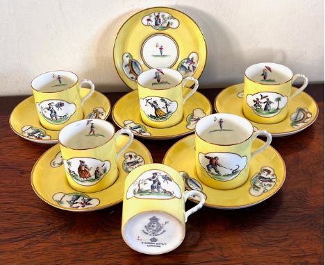 SET OF SIX ROYAL WORCESTER COFFEE CANS AND SAUCERS, MADE BY GOOD &amp; CO, LONDON