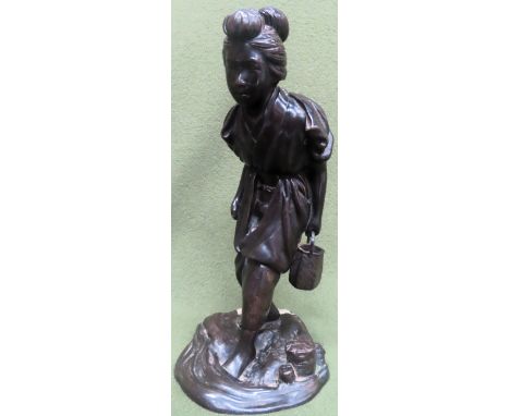 Vintage Oriental bronze figure, signed with character marks to base. Approx. 31cms
reasonable used condition