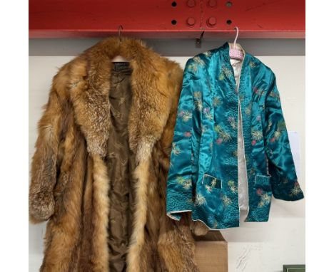 An Henig Furs light brown fur coat together with an Oriental jacket 