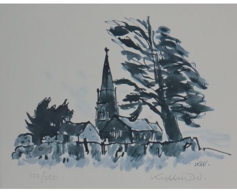 Sir Kyffin Williams Anglesey church with Spire and treeA limited edition print, No.172/250Signed in pencil to the margin25.5 