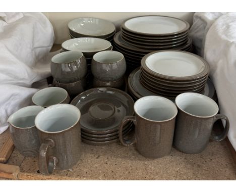 A Denby stoneware part tea and dinner service in a mottled brown ground colour