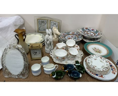 A Royal Worcester Chamberlain pattern part tea service together with other part dinner sets, twin handled glass vase, horse m