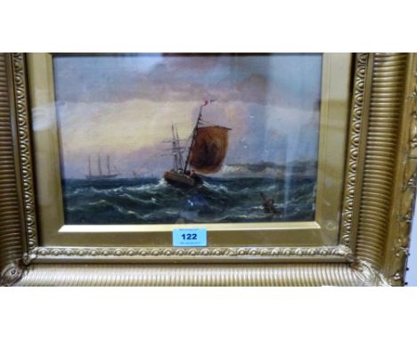 HARRY WILIAMS. ENGLISH 19th CENTURY: Seascape with shipping and buoy. Signed. Oil on canvas. 8'' x 12''