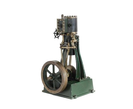 Clarkson Live Steam Stationary Vertical Engine heavy construction with twin eccentric cam mechanism and single flywheel 14 1/