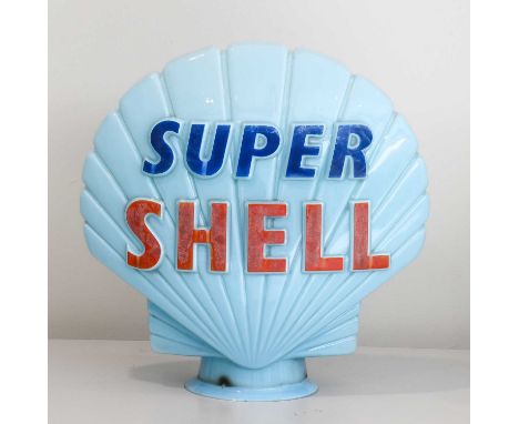 An Original Blue Opaque Glass Petrol Pump Globe, the interior of the neck stamped PROPERTY OF SHELL MEX &amp; BP LIMITED, wit