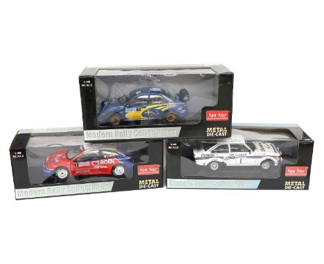 Sun Star 1:18 Scale Rally Group 4434 Ford Escort R Clark/S Pegg, 4416 Citroen Xsara S Loeb/D Elena and 4372 P Solberg/P Mills