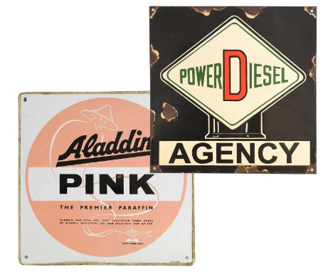 An Original Single-Sided Enamelled Advertising Sign, POWER DIESEL AGENCY35cm by 35cmA Single-Sided Enamel Advertising Sign, A