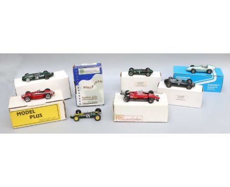 Various F1 Models Provance Moulage K585 Aston Martin, PW Models Ferrari 126 C2, KED028 Vanwall (lacks one tyre), Model Plus M