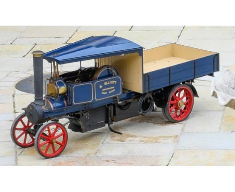 Aveling &amp; Porter Kit Built Steam Lorry   with wooden roof and back, finished in blue with B Elliott Brickmakers Fenay Bri