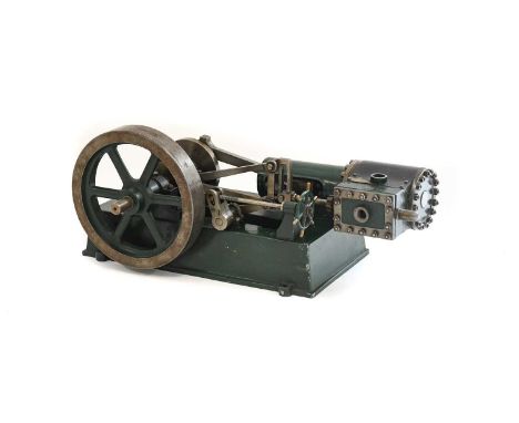 Clarkson Live Steam Stationary Horizontal Engine heavy construction with twin eccentric cam mechanism and single flywheel 14"