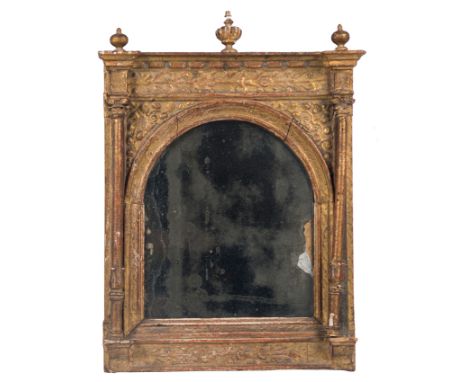 Frame in carved wood, polychromed and gilded. Italy. 16th - 17th century.Light measures: 23 x 19cm.&nbsp;40 x 30 cm.
