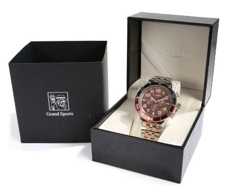 Swan &amp; Edgar London Grand Sports gentleman's bi-metal wristwatch, the signed rose gold effect dial with Arabic numerals, 