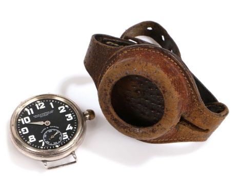 Zenith, Birch &amp; Gaydon Land &amp; Water silver trench watch, the signed black dial with Arabic numerals, subsidiary secon