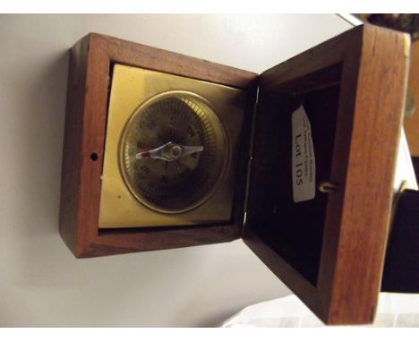 Compass in teak case 