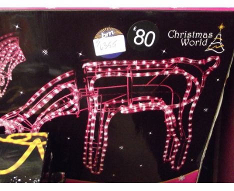 3D grazing reindeer rope light pink
