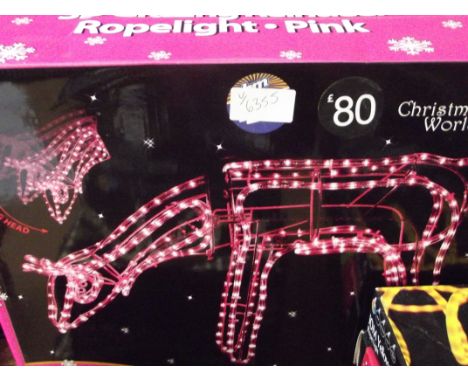 3D grazing reindeer rope light pink