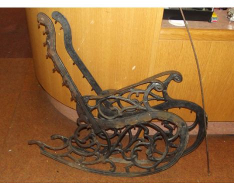 Victorian cast iron rocking bench ends 